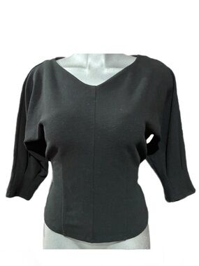 By Anthropologie Knit Sweater Top Dolman Batwing Sleeve V Neck Tie-Back Sz Small